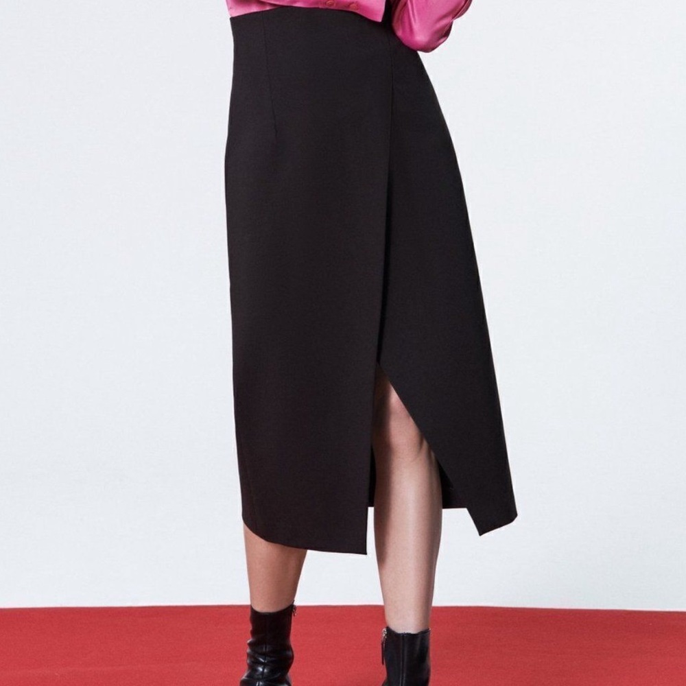 NWT Zara Midi Skirt with Slit Brown